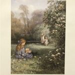 CHILDREN PICKING WILD ROSES - 8x10 Inch