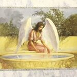 ANGEL PLAYING WITH WATER - 8x10 Inch