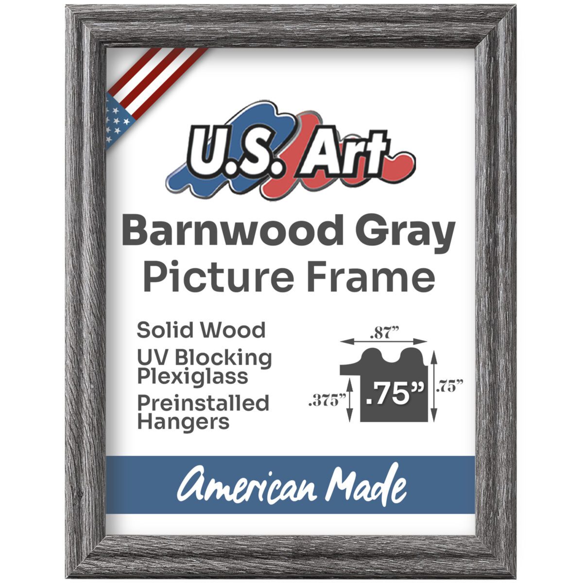75BARNWOOD_Square_Script - Barnwood Gray Barnwood Gray .75" Solid Wood Picture Frame - Image 1