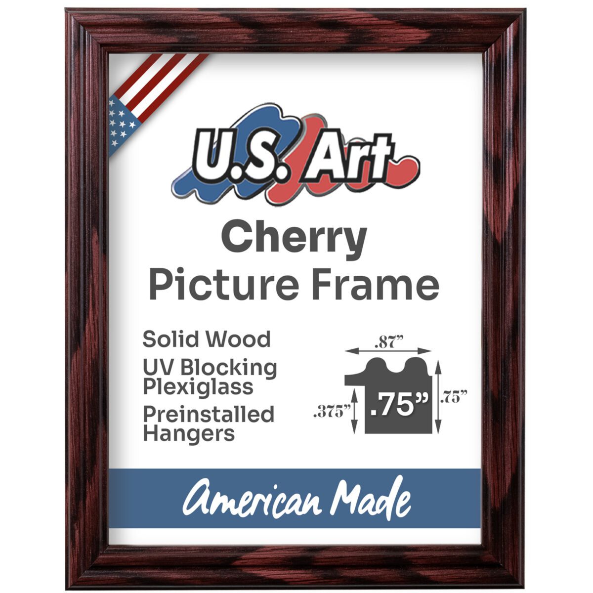 75CHERRY_Script_Square - Cherry Cherry .75" Solid Wood Picture Frame - Image 1