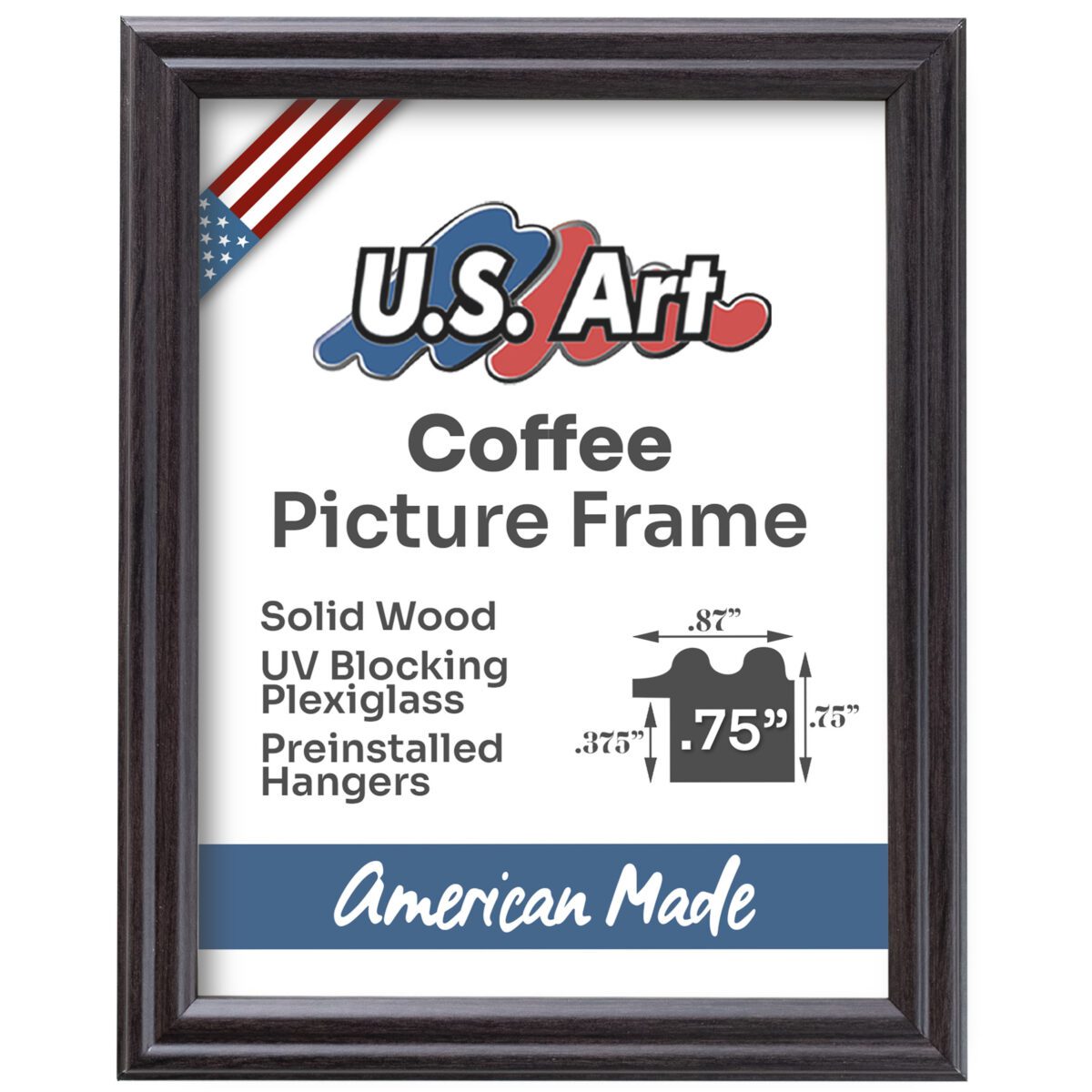 _75COFFEE_SCRIPT_2 - Coffee Coffee Brown .75" Solid Wood Picture Frame - Image 1