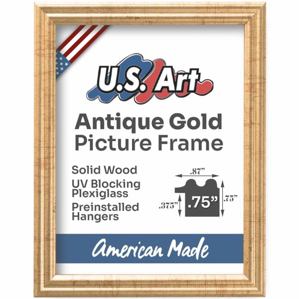 Antique Gold .75" Solid Wood Picture Frame