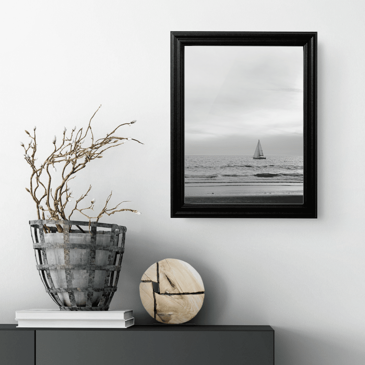 Black .75 in Solid Wood Picture Frame - Image 3
