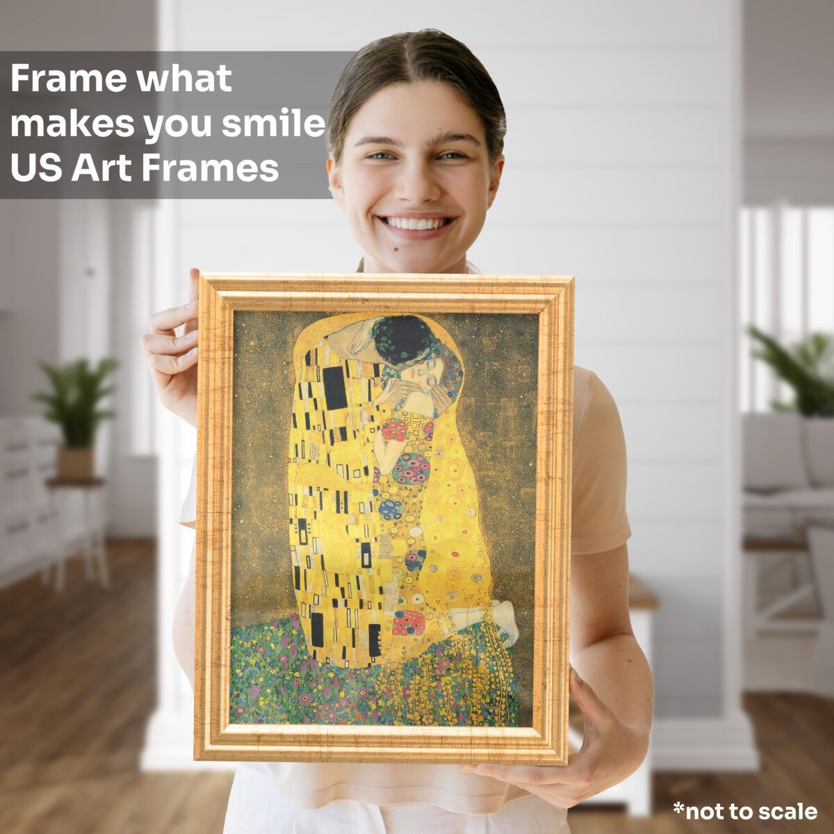 WomanMockup_AntiqueGold1 Antique Gold .75" Solid Wood Picture Frame - Image 4