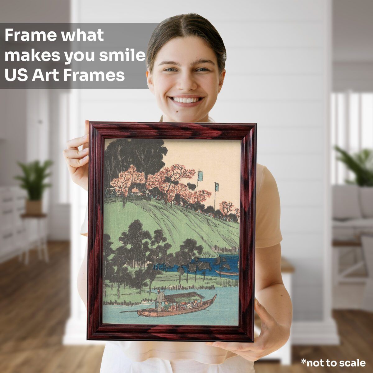 WomanMockup_Cherry2 Cherry .75" Solid Wood Picture Frame - Image 4