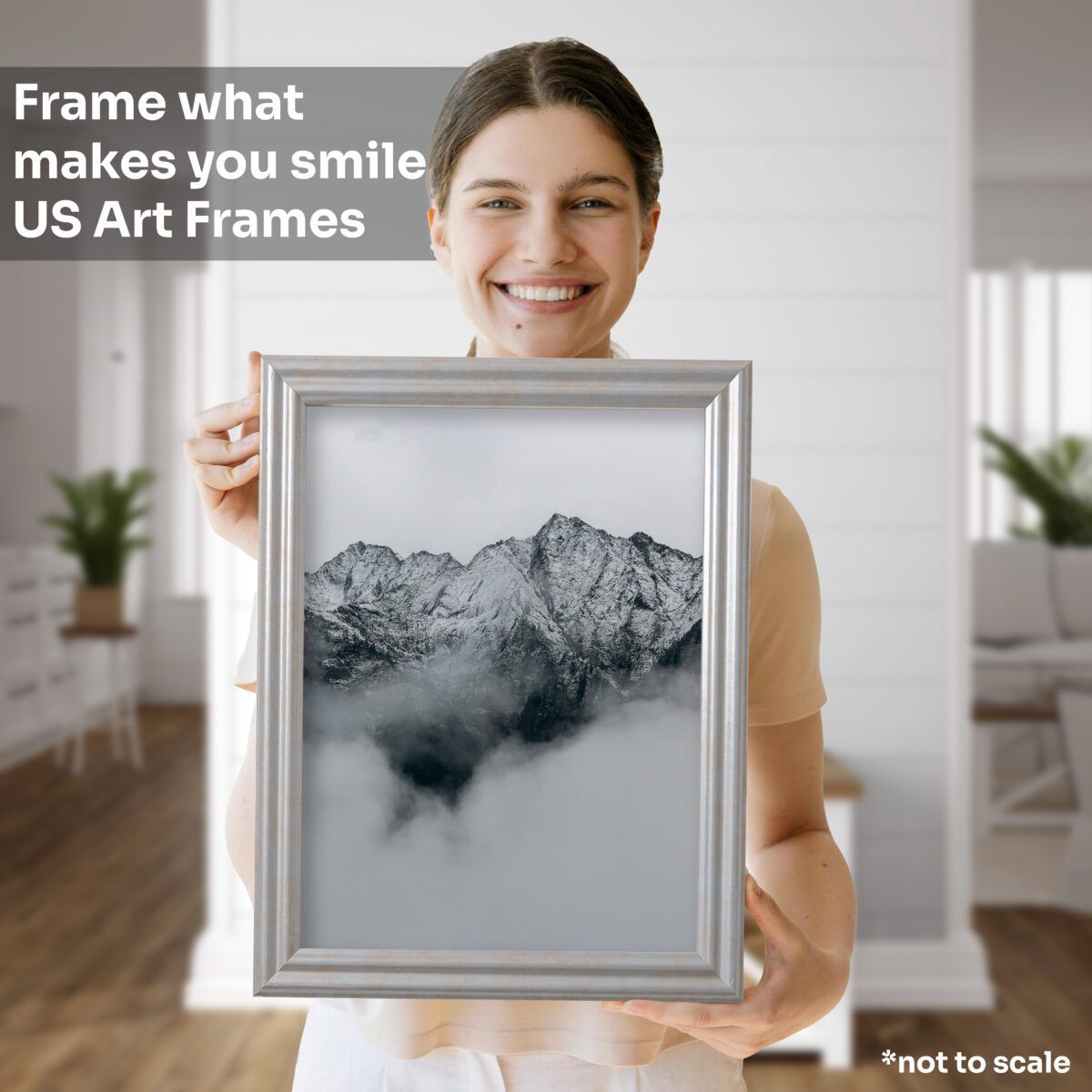 WomanMockup_CloudSilver1 Cloud Silver .75" Solid Wood Picture Frame - Image 3