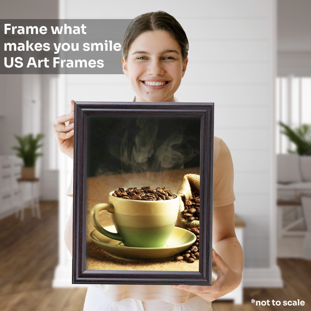 WomanMockup_CoffeeBrown1 Coffee Brown .75" Solid Wood Picture Frame - Image 5