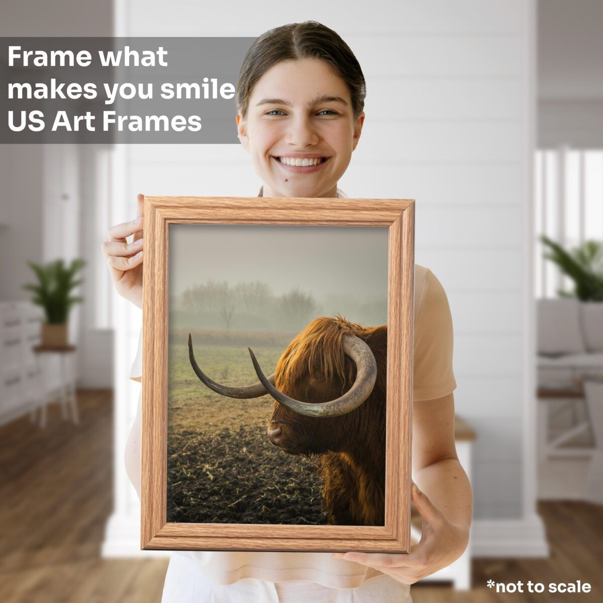 WomanMockup_'OAK Oak .75" Solid Wood Picture Frame - Image 5
