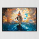 And He Walked On Water by Katherine Roundtree, Art Poster Print for Wall, Home Decor