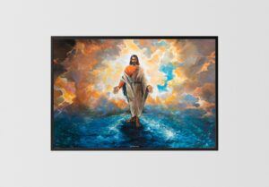 And He Walked On Water by Katherine Roundtree, Art Poster Print for Wall, Home Decor