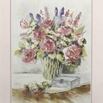 FLOWERS IN GREEN VASE - 8x10 Inch