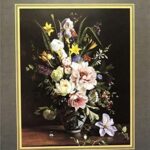 A STILL LIFE WITH CLEMATIS HONEYSUCKLE & PEONIES - 8x10 Inch