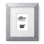 White Matted, Distressed Silver Picture Frame - 1 Inch