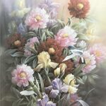 DHALIA & IRIS WITH HUMMINGBIRD - 8x10 Inch