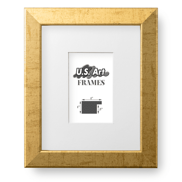 White Matted, Antique Gold Picture Frame - 1 Inch