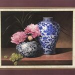 RASPBERRY PEONY WITH GRAPES - 8x10 Inch