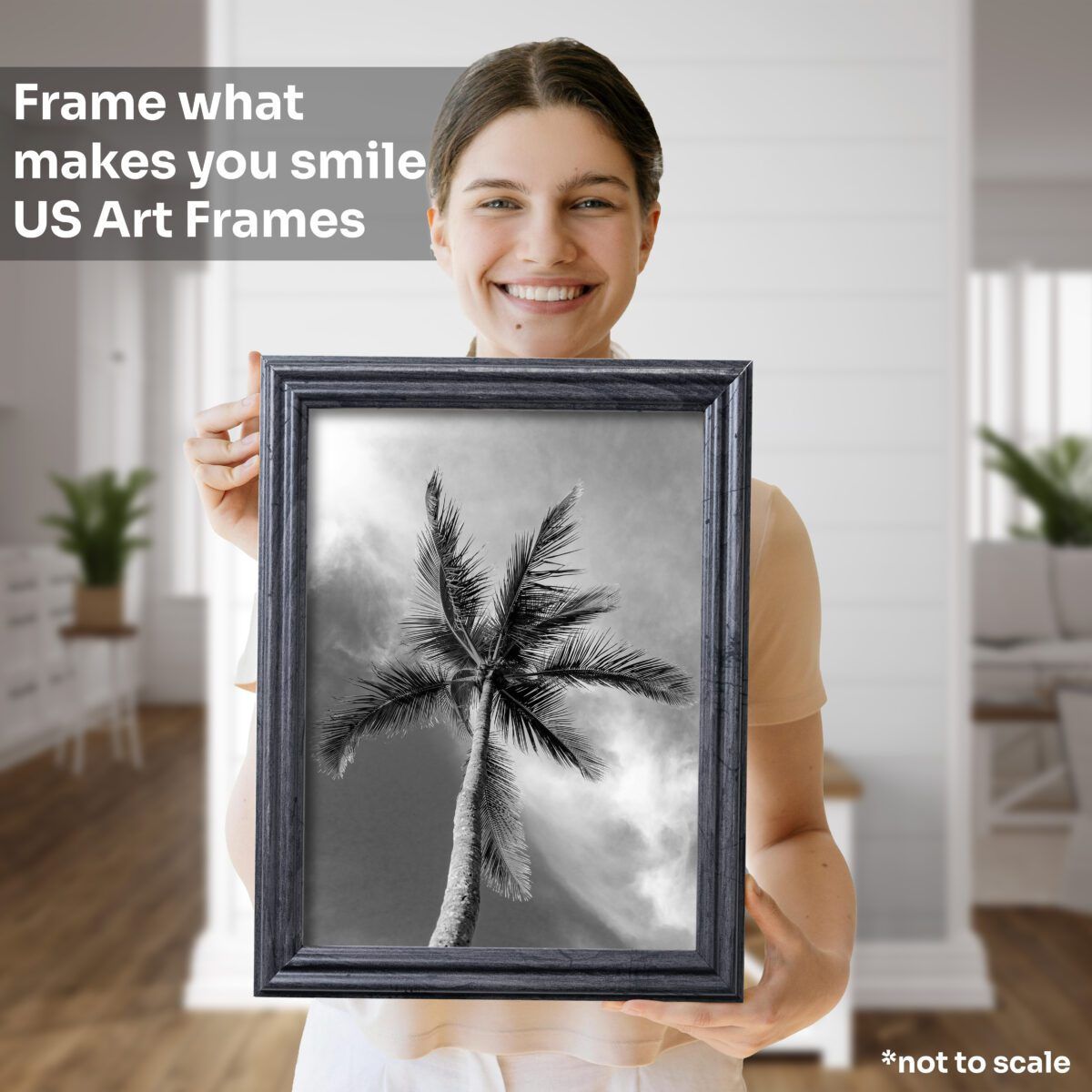 WomanMockup_DistressedGray1 Charcoal Gray .75" Solid Wood Picture Frame - Image 4