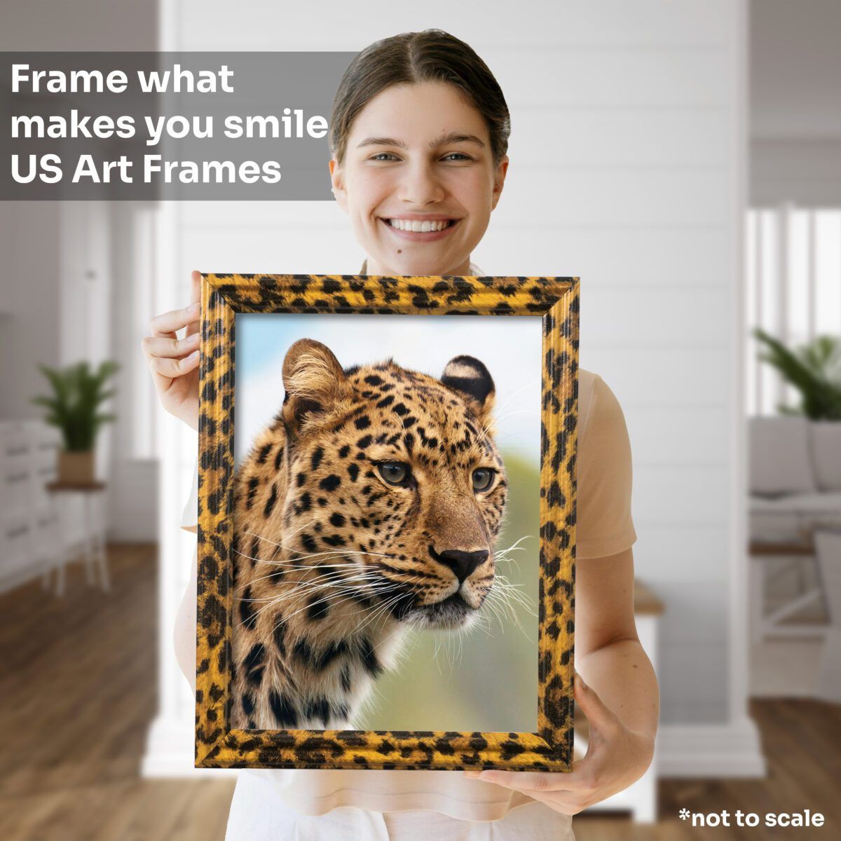 WomanMockup_Leopard Leopard Print .75" Solid Wood Picture Frame - Image 5