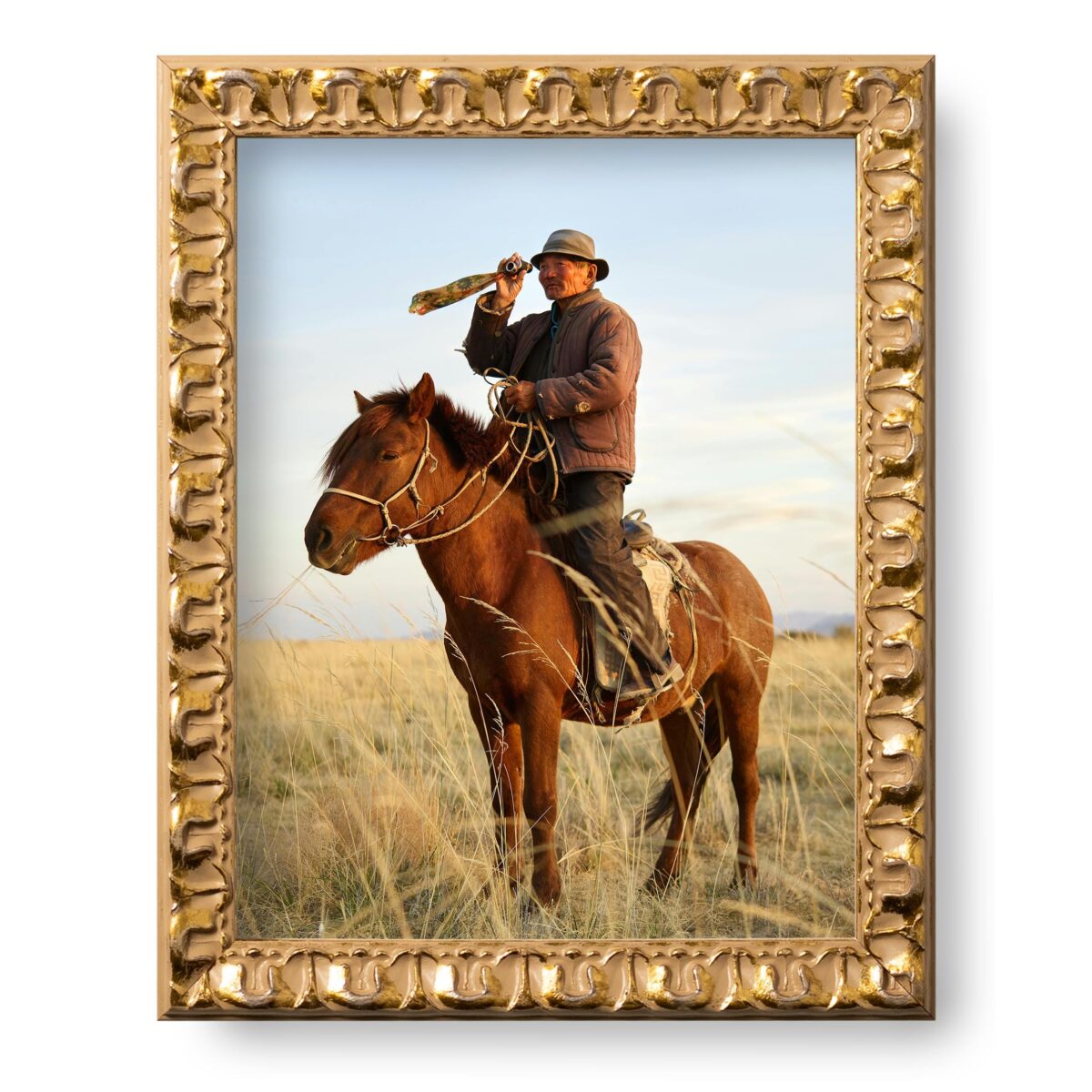 il_fullxfull.6260317806_15pg.jpg Horseshoe Pattern Gold Frame .9 Inch Decorative Rustic Art Frame Western Photo Display Vintage Wall Decor Gifts by US Art Frames - Image 3