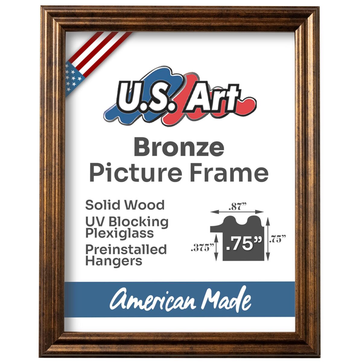 il_fullxfull.6378021900_qn1b.jpg Vintage Rustic Bronze 8x10 Frame Matted to 5x7 for Wall Solid Wood Picture Frame with UV Blocking Plexiglass and Preinstalled Hangers - Image 5