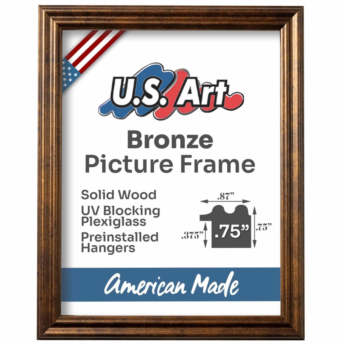 .75" Custom Solid Wood Frame for Wall Art 15+ Colors with Preinstalled Hangers & UV-blocking Plexiglass - Image 6