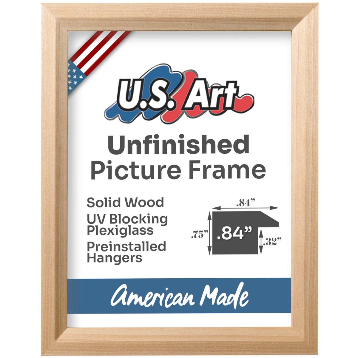 il_fullxfull.6481071849_6fxw.jpg Unfinished Natural Wood Picture Frame .84 Inch Beveled Solid Wood DIY Art Frame Raw Wood Photo Display Paintable Stainable - Image 1