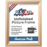 Unfinished Natural Wood Picture Frame .84 Inch Beveled Solid Wood DIY Art Frame Raw Wood Photo Display Paintable Stainable