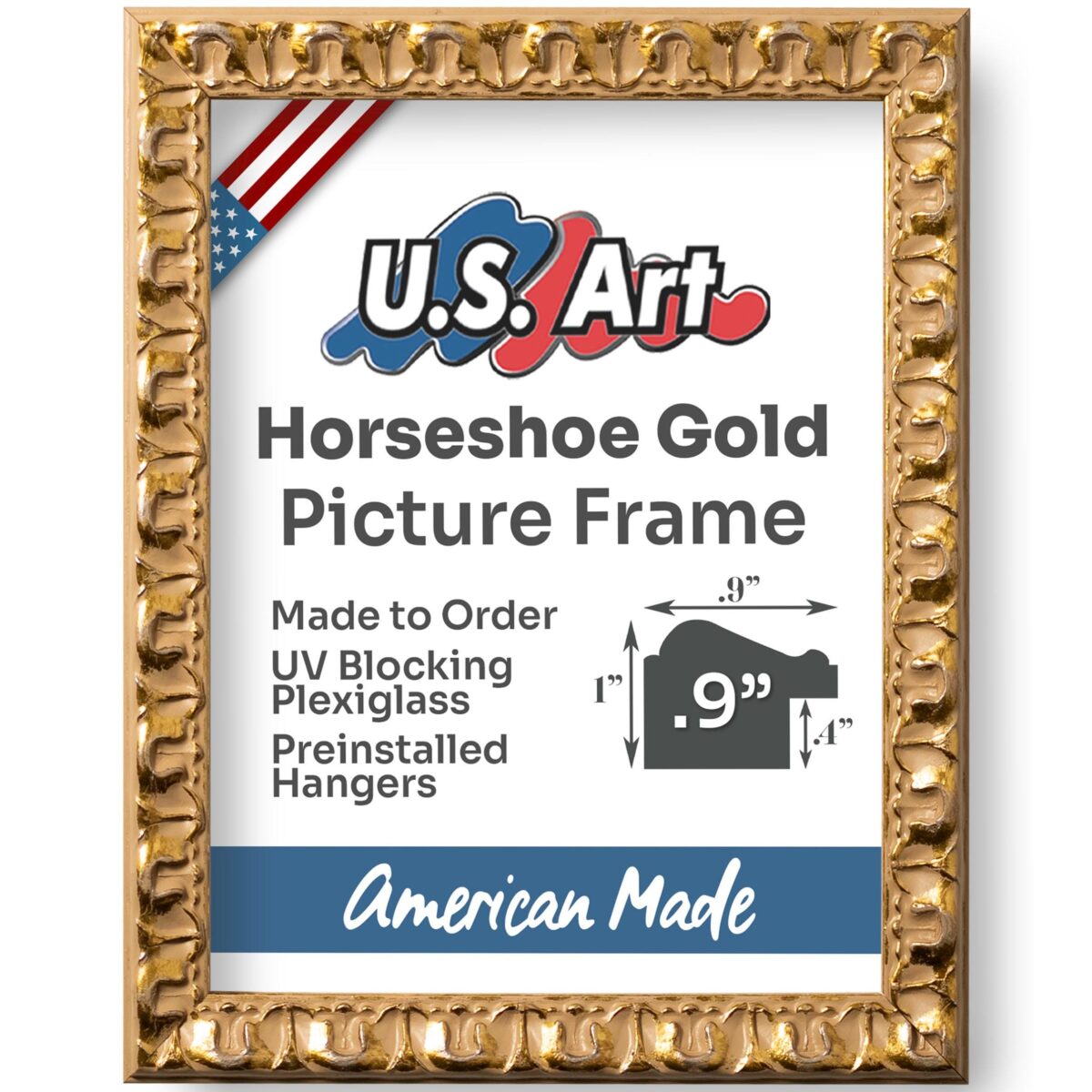 il_fullxfull.6497437595_8xw1.jpg Horseshoe Pattern Gold Frame .9 Inch Decorative Rustic Art Frame Western Photo Display Vintage Wall Decor Gifts by US Art Frames - Image 1