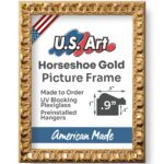 Horseshoe Pattern Gold Frame .9 Inch Decorative Rustic Art Frame Western Photo Display Vintage Wall Decor Gifts by US Art Frames