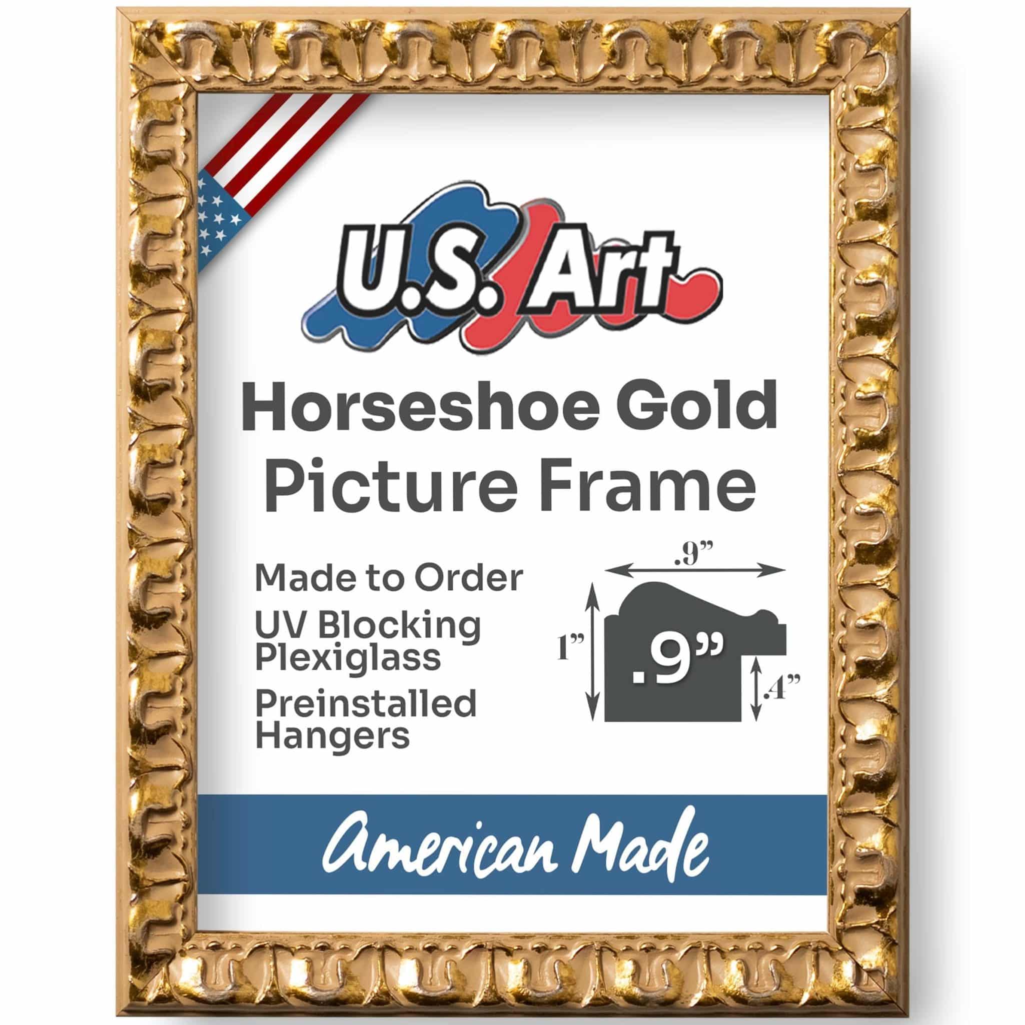 il_fullxfull.6497437595_8xw1.jpg Horseshoe Pattern Gold Frame .9 Inch Decorative Rustic Art Frame Western Photo Display Vintage Wall Decor Gifts by US Art Frames - Image 1