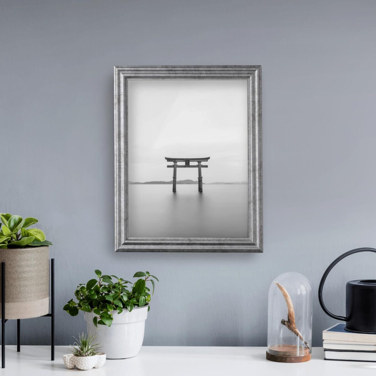 il_fullxfull.6611033934_by0z.jpg Vintage Antique Silver Picture Frame Solid Wood Distressed Frame with UV Blocking Plexiglass and Preinstalled Hangers for Wall Decor - Image 4