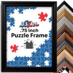 Wooden Frame for Puzzles Handmade Picture Frames in 10+ Colors for Wall Art with UV-Blocking Plexiglass and Preinstalled Hangers USA Made
