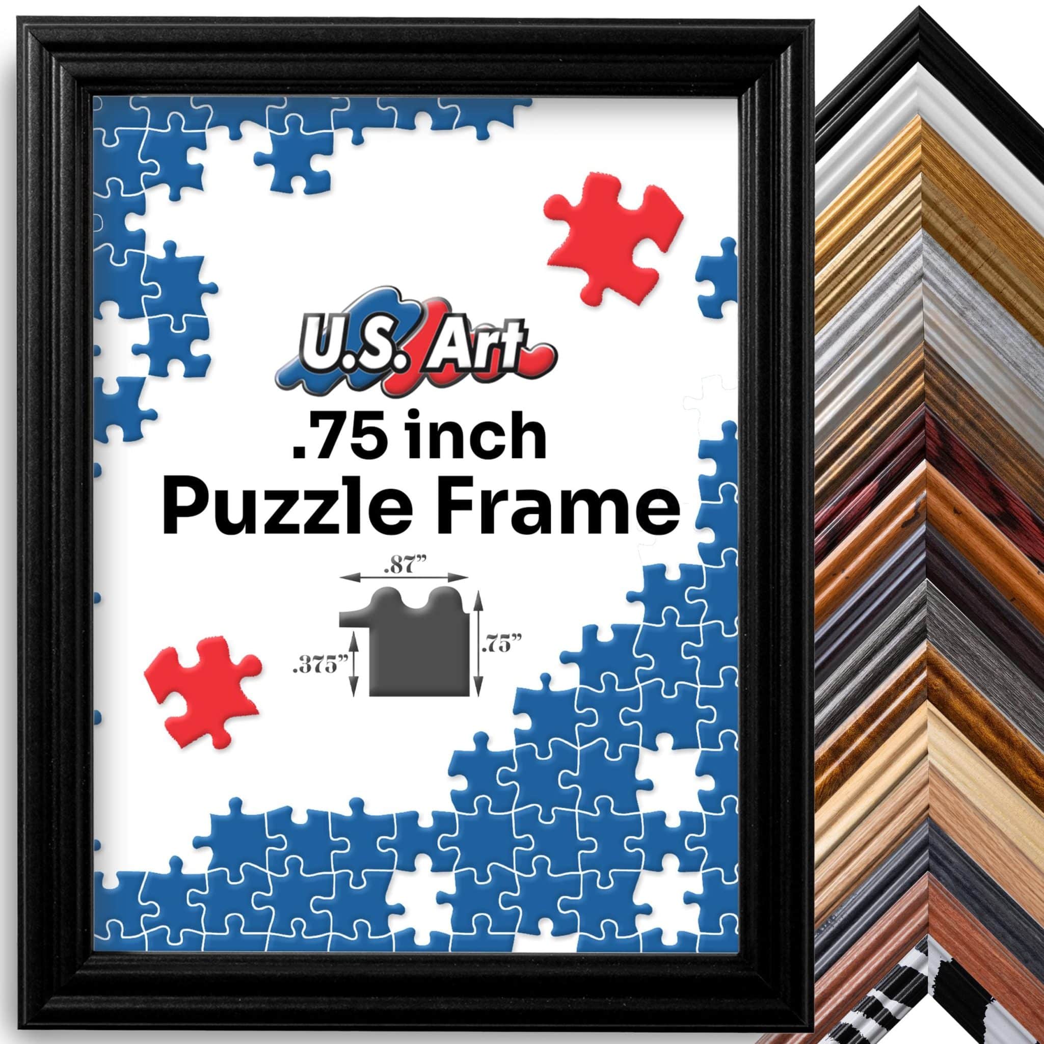 il_fullxfull.6710335582_a74s.jpg Wooden Frame for Puzzles Handmade Picture Frames in 10+ Colors for Wall Art with UV-Blocking Plexiglass and Preinstalled Hangers USA Made - Image 1