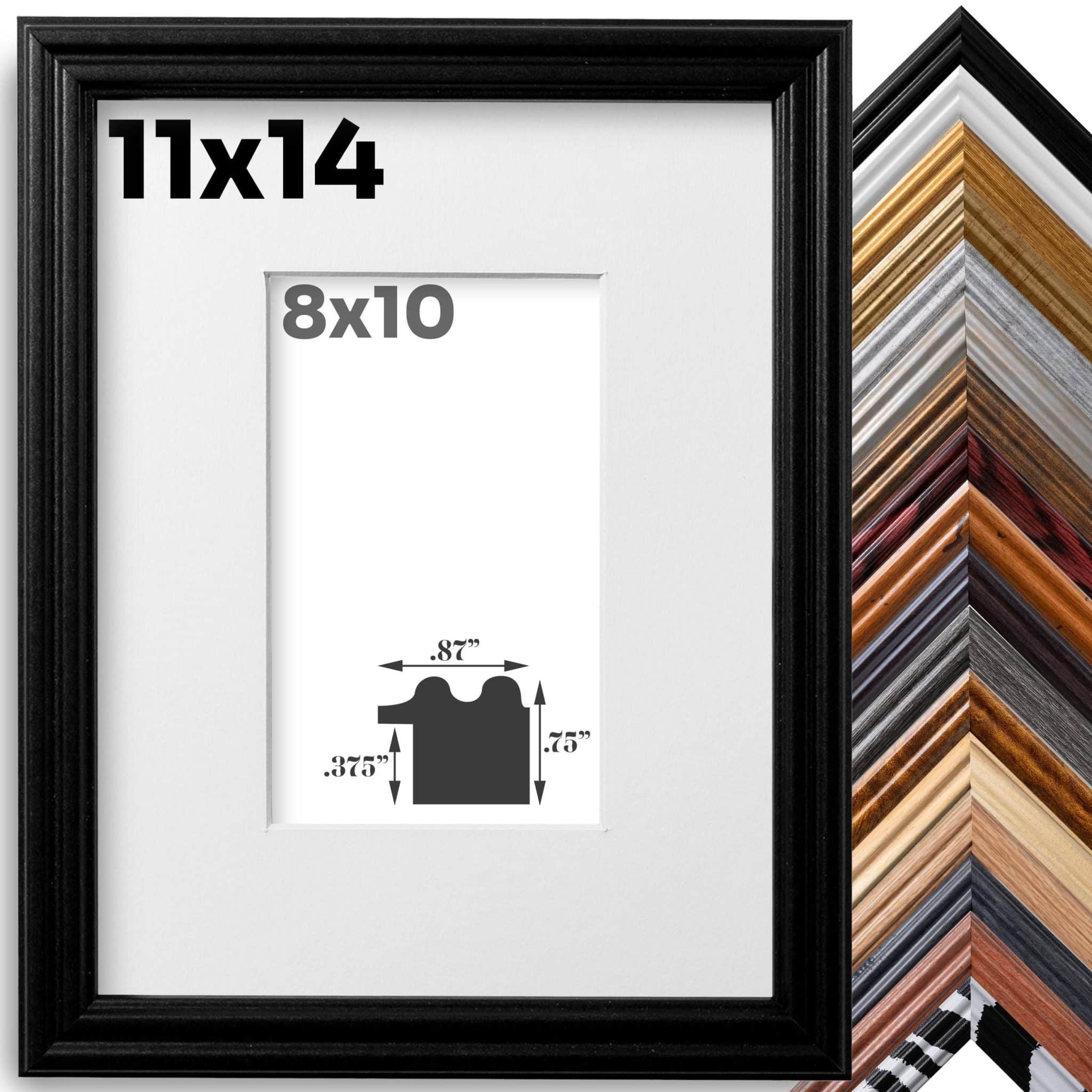 il_fullxfull.6758100487_ghvr.jpg 11x14 Wood Picture Frame Matted to 8x10 in 15+ Colors for Wall Decor, UV Blocking Plexiglass Preinstalled Vertical and Horizontal Hangers - Image 1