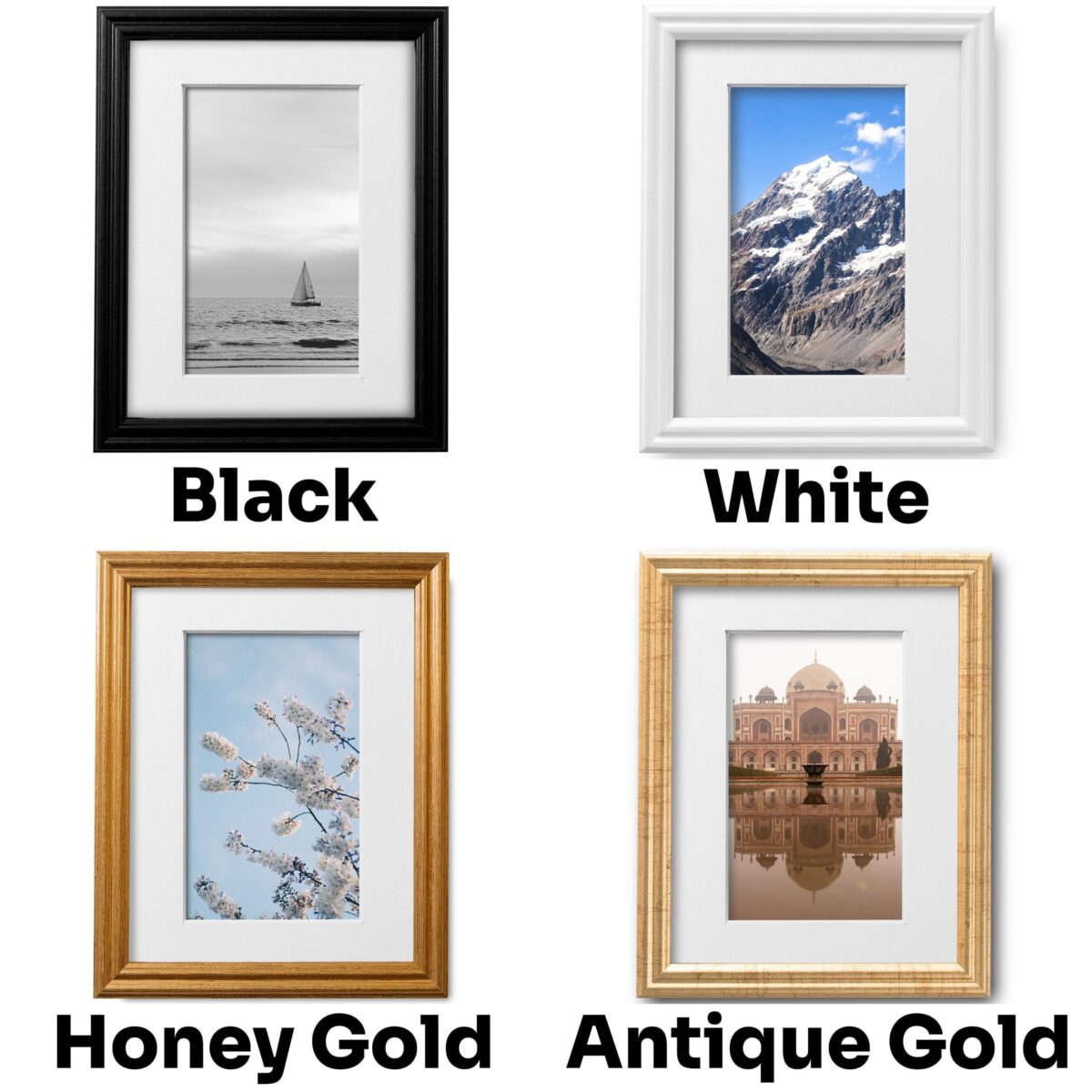 il_fullxfull.6758100831_29p9.jpg 11x14 Wood Picture Frame Matted to 8x10 in 15+ Colors for Wall Decor, UV Blocking Plexiglass Preinstalled Vertical and Horizontal Hangers - Image 2