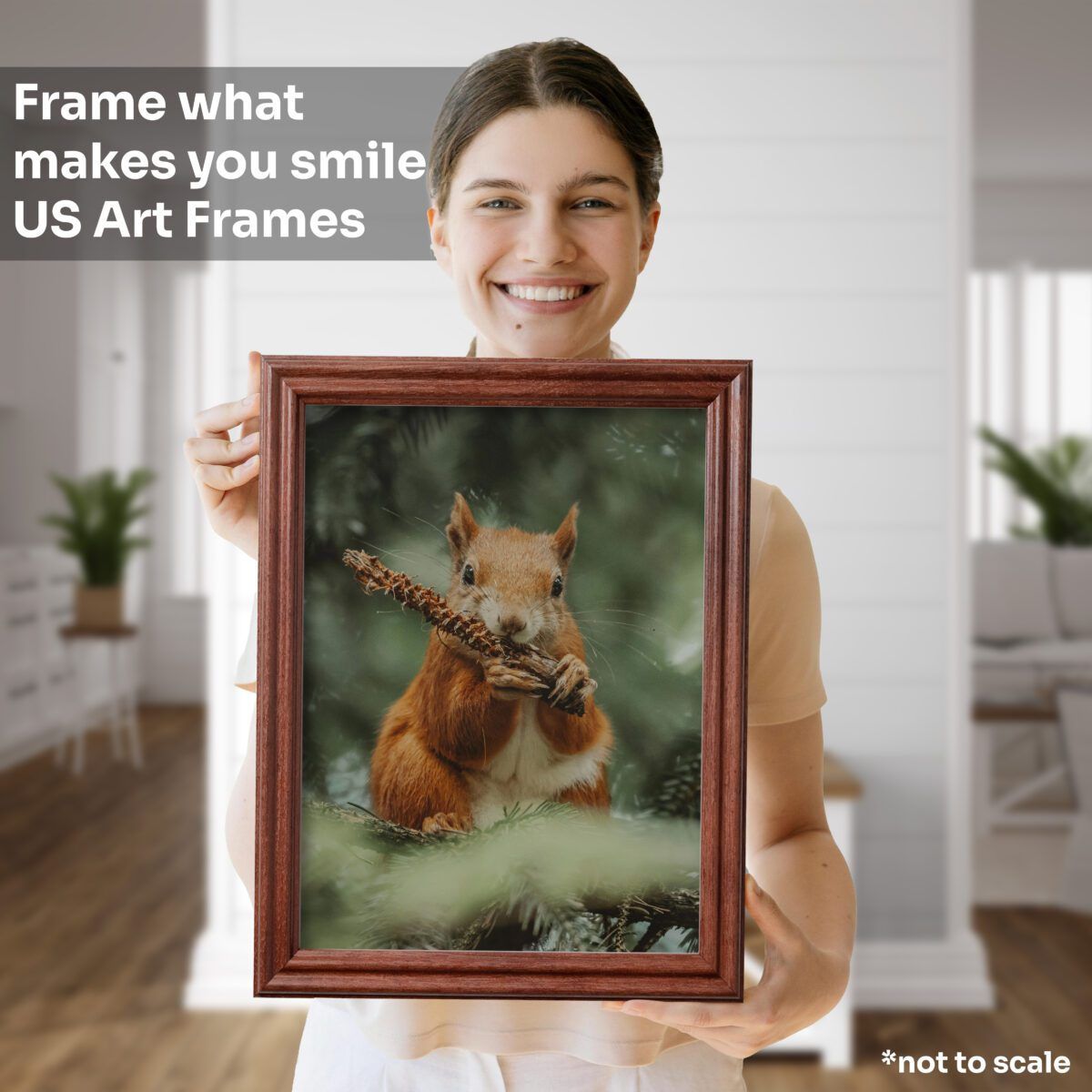 WomanMockup_Walnut1 .75 inch Walnut Brown Solid Wood Picture Frame - Image 5