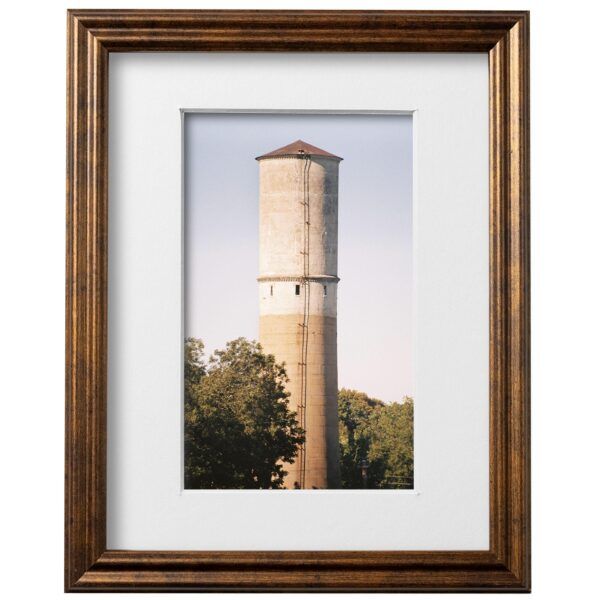 Vintage Rustic Bronze 8x10 Frame Matted to 5x7 for Wall Solid Wood Picture Frame with UV Blocking Plexiglass and Preinstalled Hangers