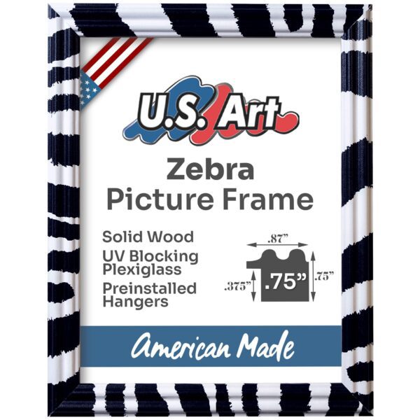 Custom Zebra Print Picture Frame .75 Inch Handmade Solid Wood Photo Frame Animal Print Wall Home Decor Gifts by US Art Frames