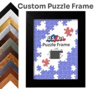 Flat Frame for Puzzles Handmade Picture Frames in 10+ Colors for Wall Art with UV-Blocking Plexiglass and Preinstalled Hangers USA Made