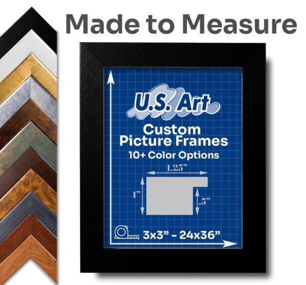 Custom 1.25" Flat Frames with Preinstalled Hangers and UV-blocking Plexiglass in 10+ Colors