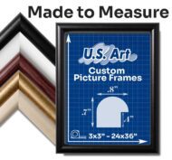 Custom Frame .80 Rounded Solid Wood Picture Frame with Preinstalled Vertical & Horizontal Hangers and UV-blocking Plexiglass in 10+ Colors