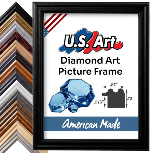 Diamond Art Frames, Solid Wood Custom Picture Frames in 15+ Colors for Diamond Art with Preinstalled Hangers & UV Blocking Plexiglass