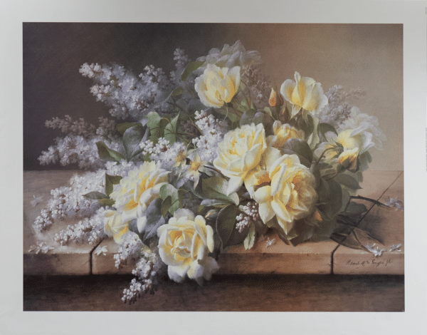 A Still Life With Yellow Roses by Delongore, Art Poster Print for Wall, Home Decor