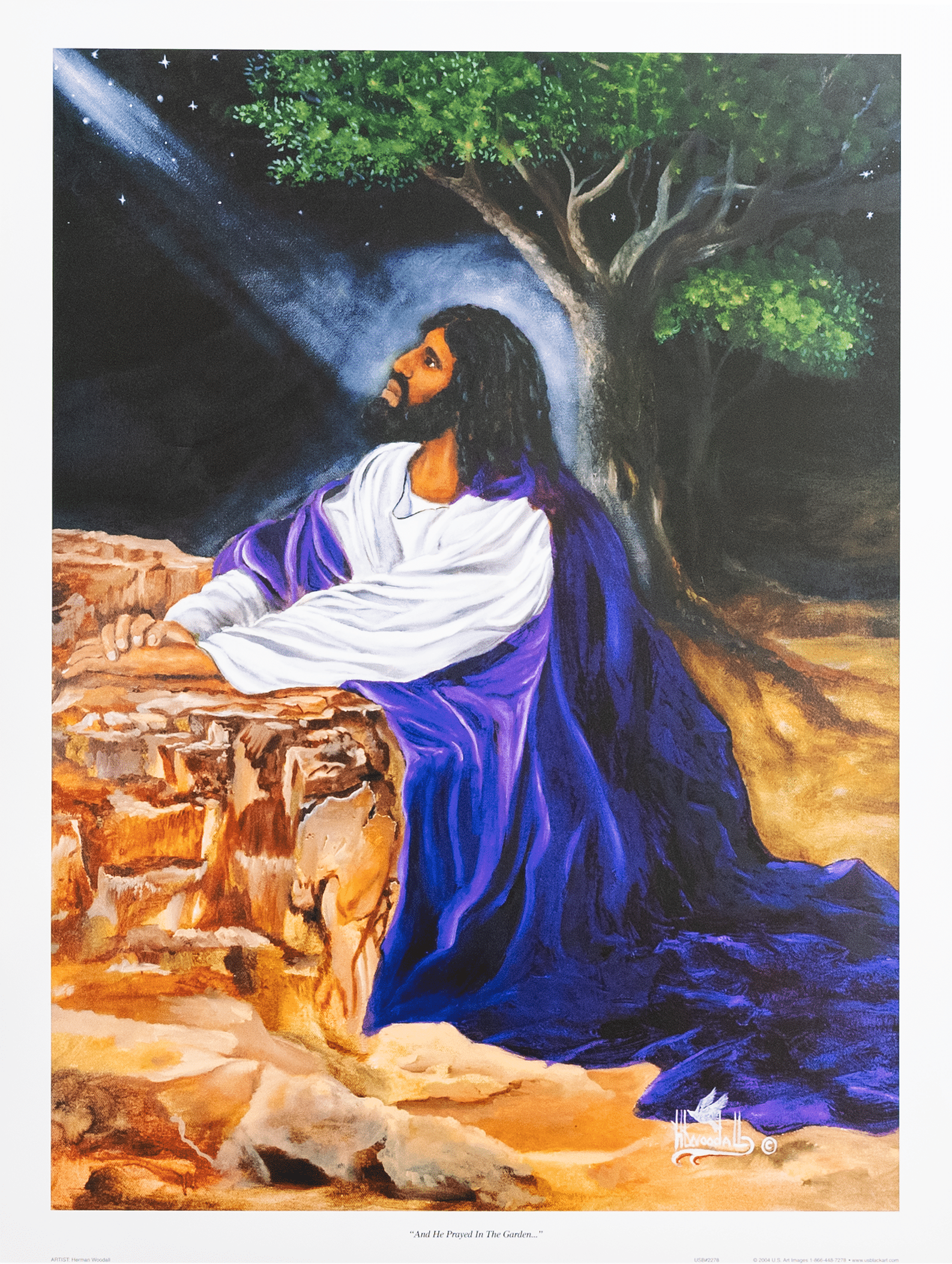 And He Prayed in the Garden by Herman Woodall, Art Poster Print for Wall, Home Decor - Image 1