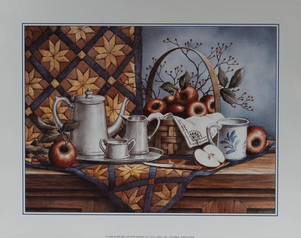 Apples, Cup, Tea by Chin, Art Poster Print for Wall, Home Decor
