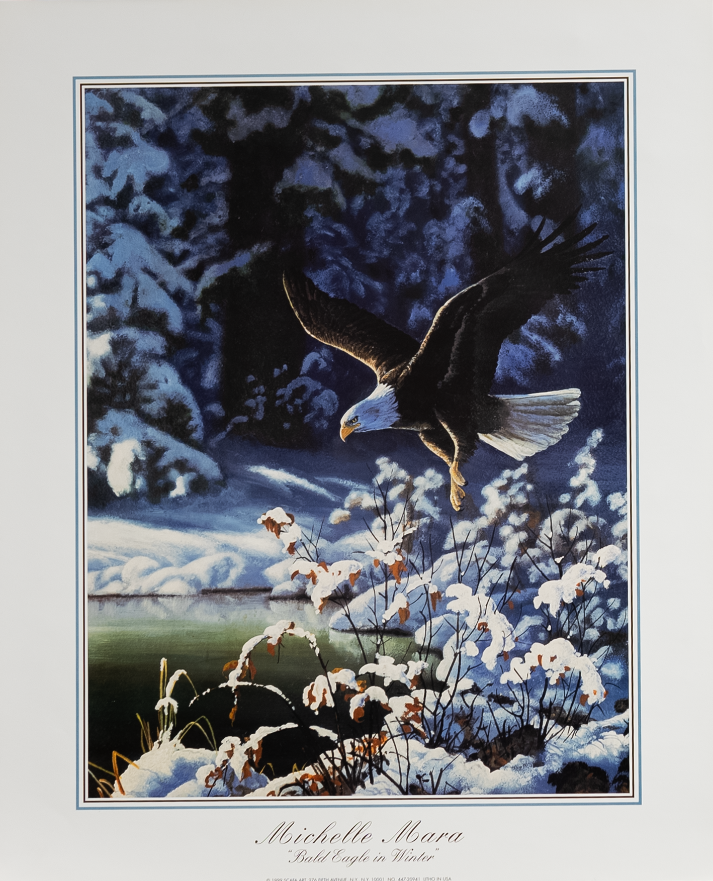 Bald Eagle in Winter by Mara, Art Poster Print for Wall, Home Decor