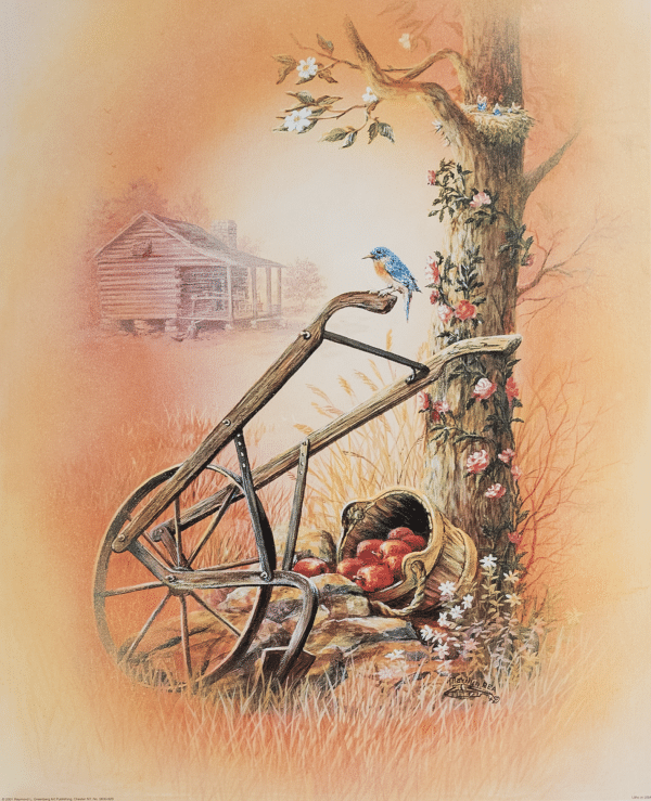 Blue Jay on a Tiller by Rea, Art Poster Print for Wall, Home Decor