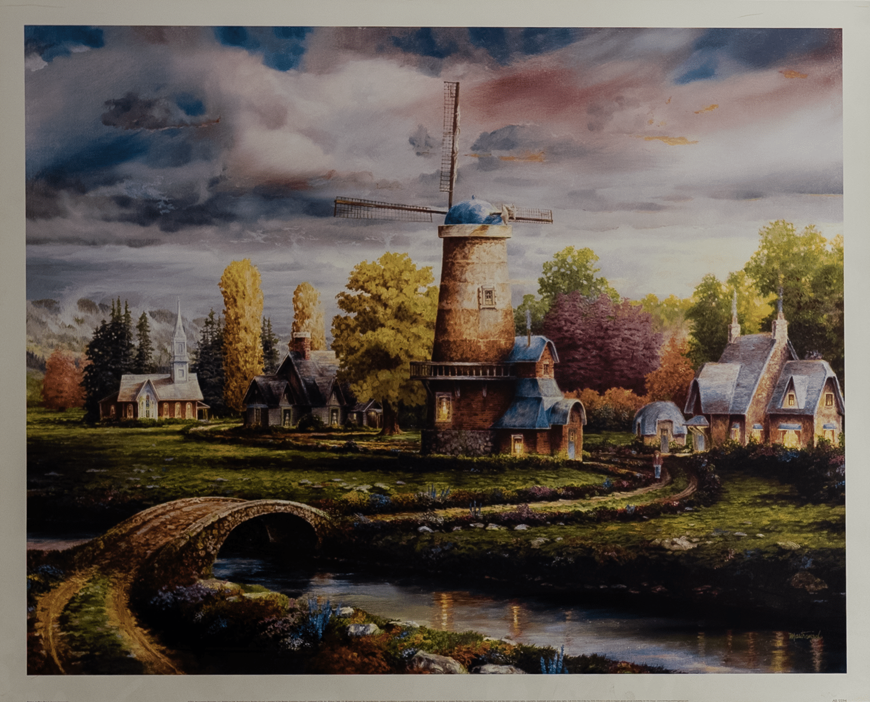 Bridge at Blue Top by Mastrongelo, Art Poster Print for Wall, Home Decor