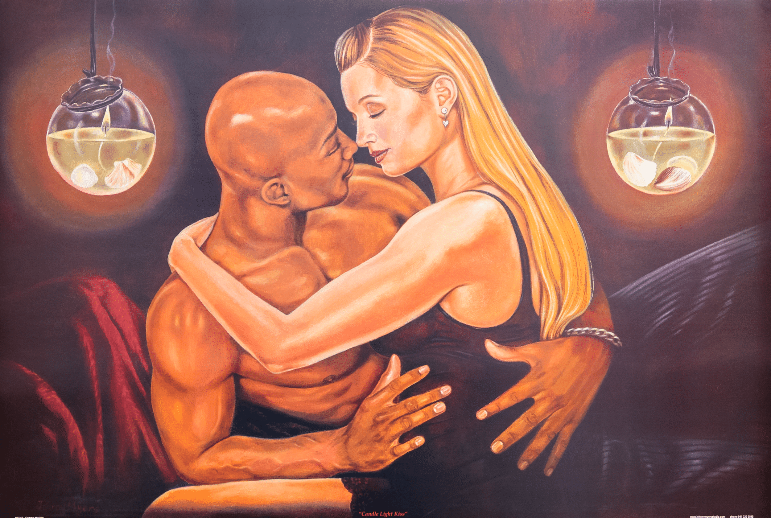 Candle Light Kiss by Johnny Meyers, Art Poster Print for Wall, Home Decor - Image 1