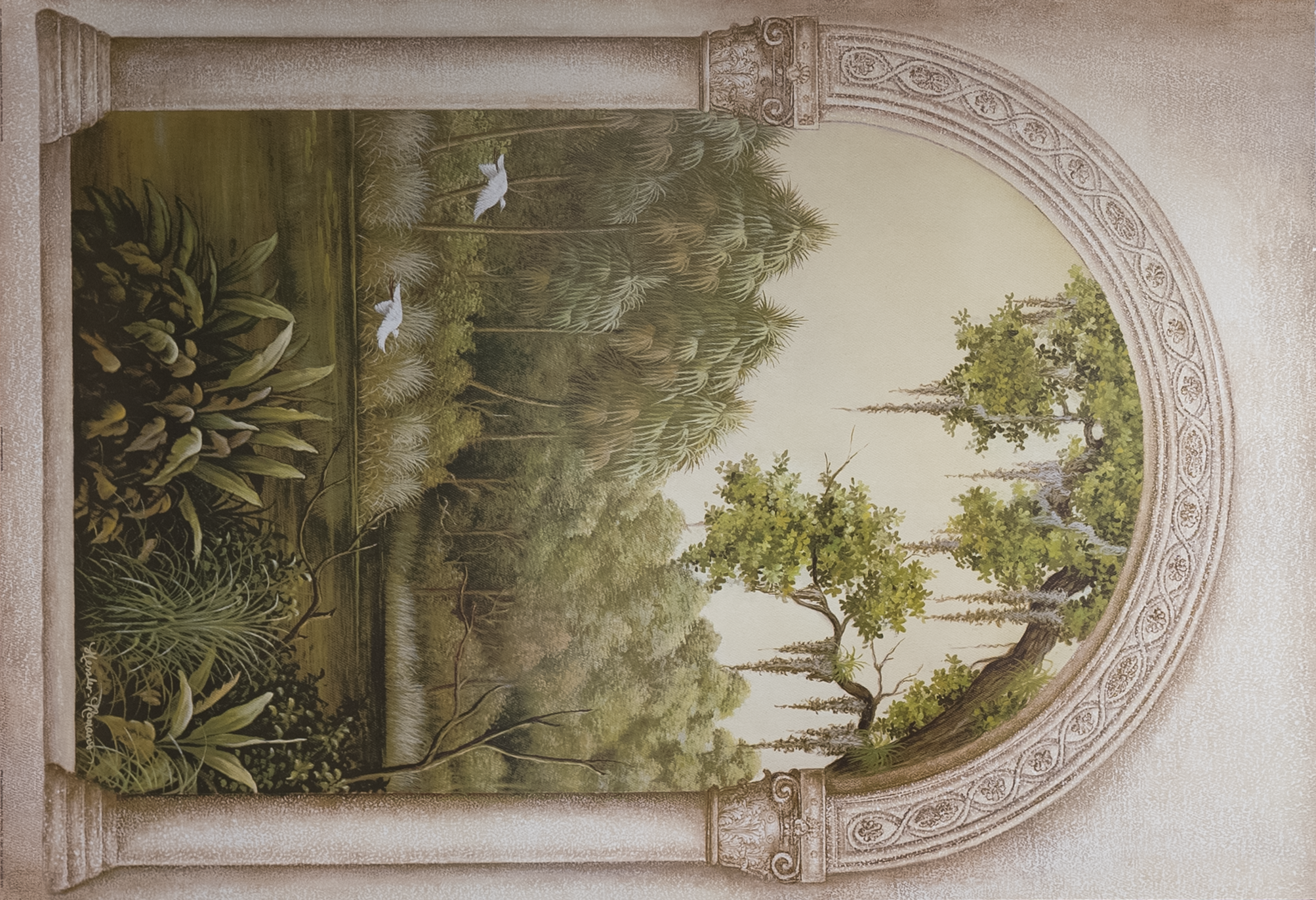 Crane Archway II by Kessler-Romano, Art Poster Print for Wall, Home Decor